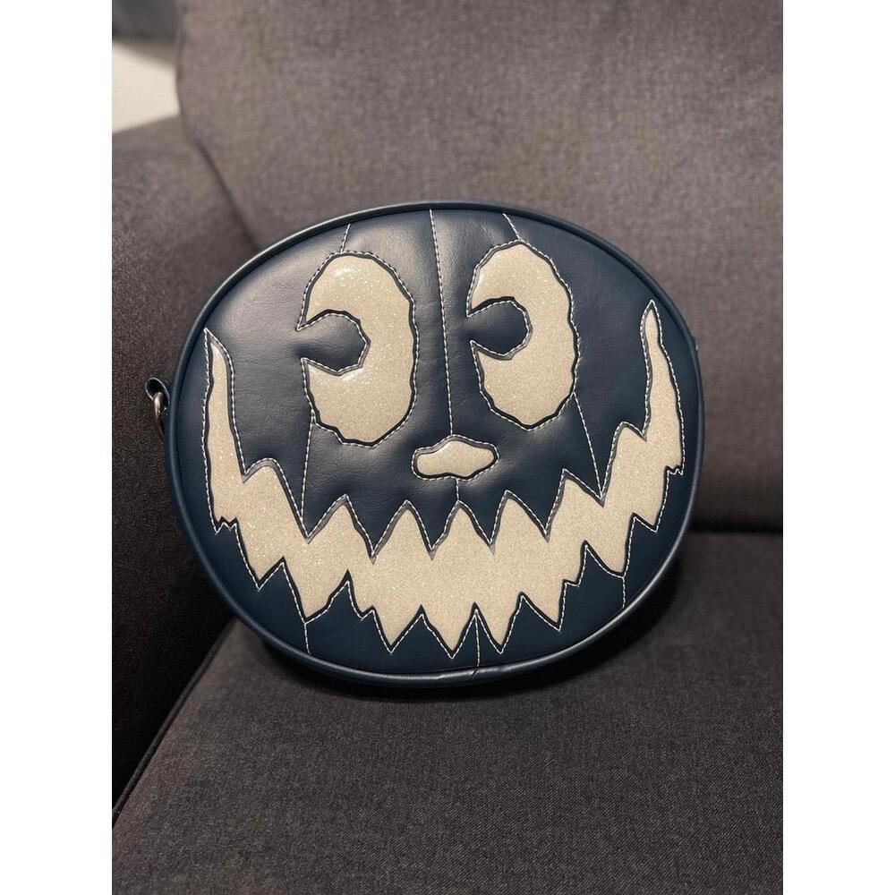 Love Pain and Stitches handcrafted pumpkin crossbody blue & white glitter